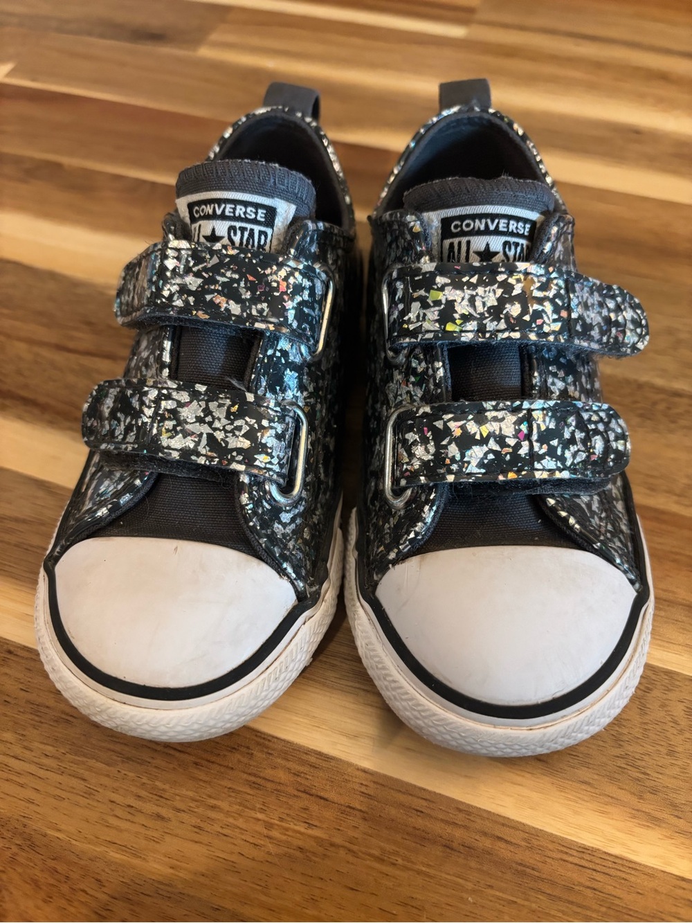 Converse Kids' All Star Velcro Sneakers - Black with Multicolor Confetti (8)